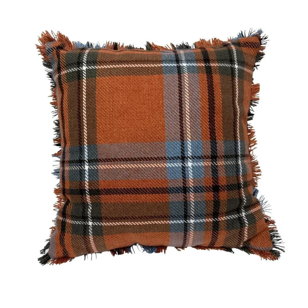 Grandin Road Farmhouse Fall Plaid Pillow 18